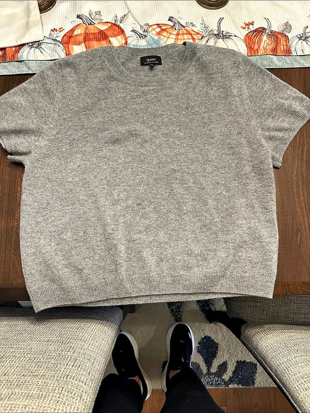 Quince Mongolian Cashmere Tee Cashmere Crewneck Sweater Gray XL